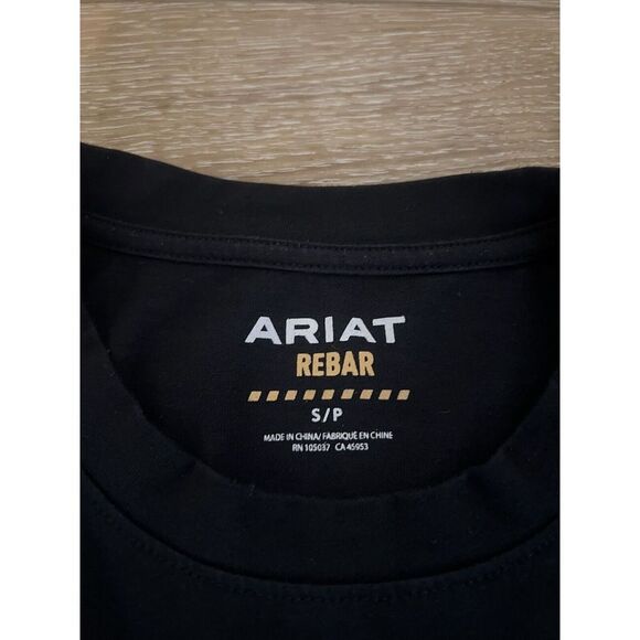 Ariat Rebar T Shirt Adult Small Black Performance Short Sleeve Athletic Tee Mens - Picture 3 of 3